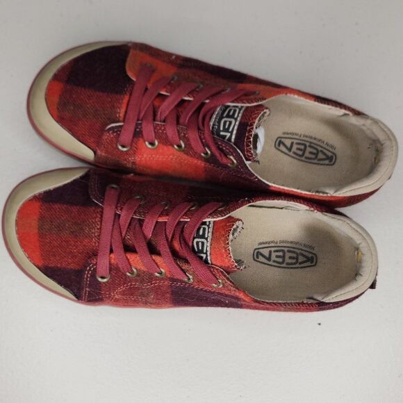 Keen Women Elsa III Red Plaid Wool Flannel Sneaker Size 7.5 - Picture 4 of 8